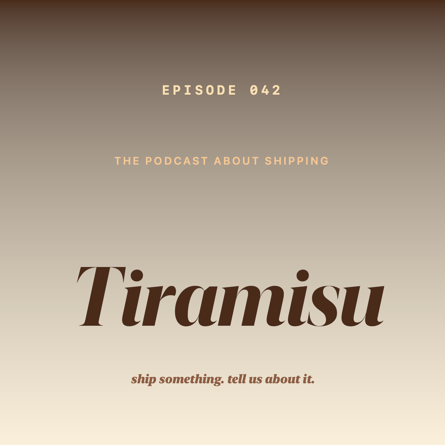 Podcast cover with split-tone gradient and serif title